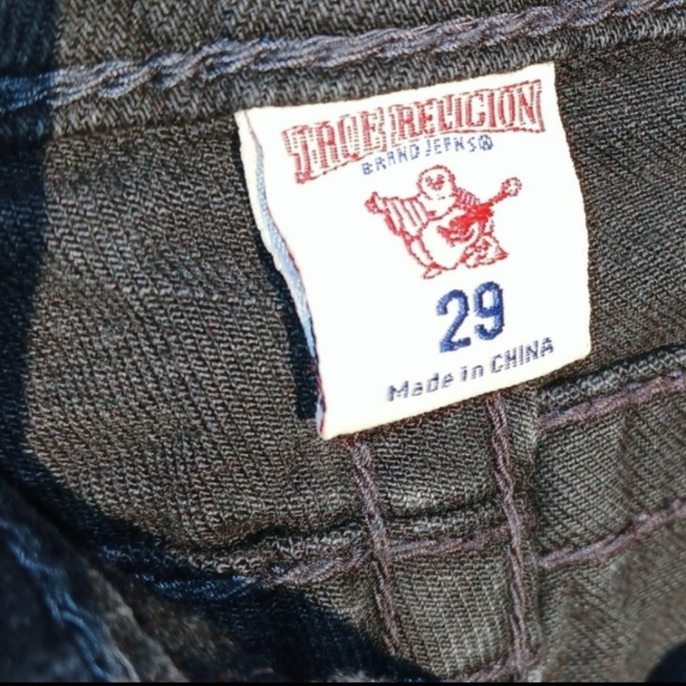 True Religion Black with Teal Splatter Super Skinny Distressed Jeans 29 - Picture 6 of 10